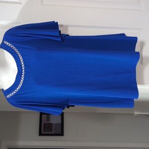 LIZ CLAIBORNE CREW NECKLINE WITH CUTOUT DETAIL, SHORT SLEEVE TUNIC SIZE 0X